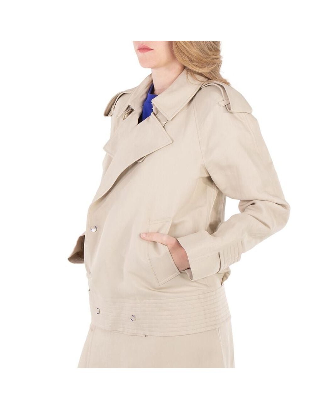 Burberry Natural Double-Breasted Canvas Trench Jacket, Brand Size 10 (Us