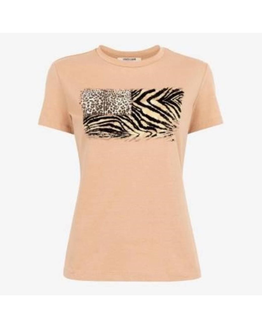 Roberto Cavalli Natural Flocked Animal Print Stretch T-Shirt for men