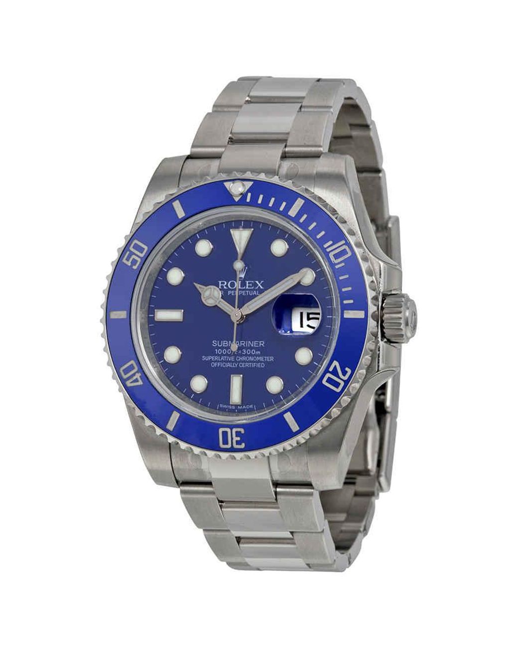 Rolex Submariner Date Blue Dial 18k White Gold Oyster Bracelet Automatic  Watch 116619blso for Men | Lyst