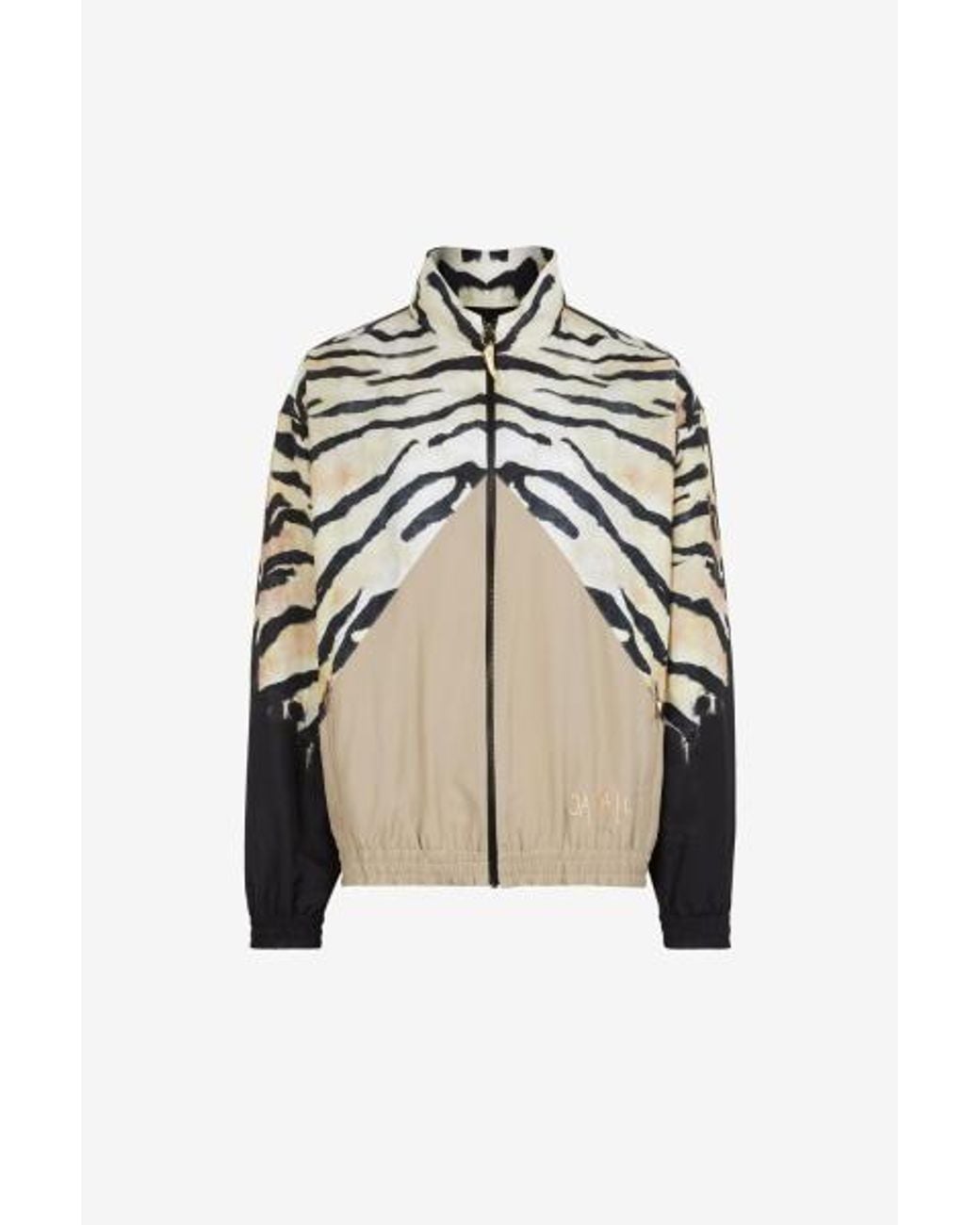 Roberto Cavalli Natural Zebra-Print Cotton Jacket for men