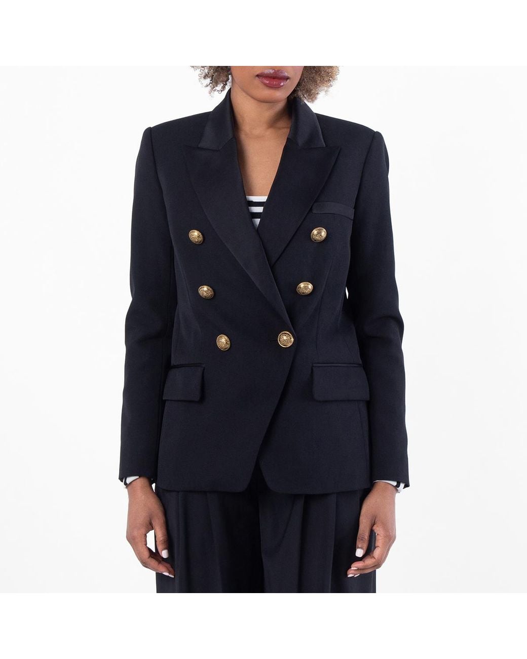 Balmain Black Double-Breasted Blazer, Brand Size 34 Us for men