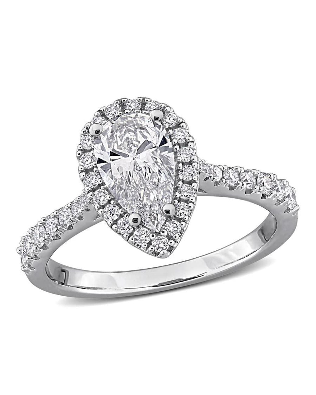 Created Forever Metallic 1 2/5Ct Tgw Pear-Shaped And Round-Cut Lab Grown Diamond Halo Engagement for men