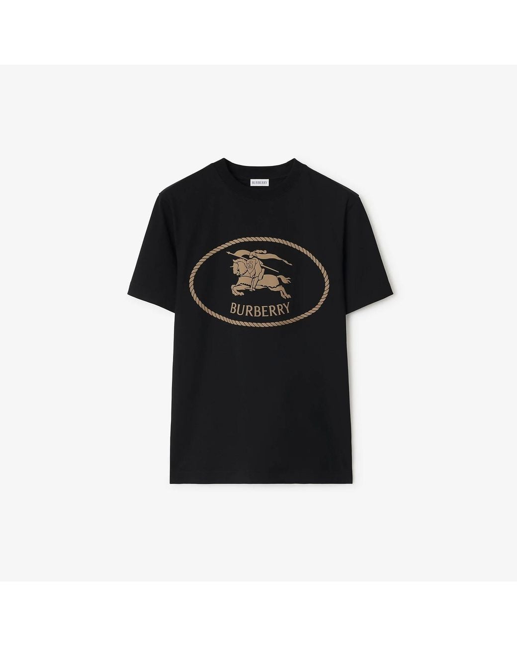 Burberry Black Knight Stamp Cotton T-Shirt for men