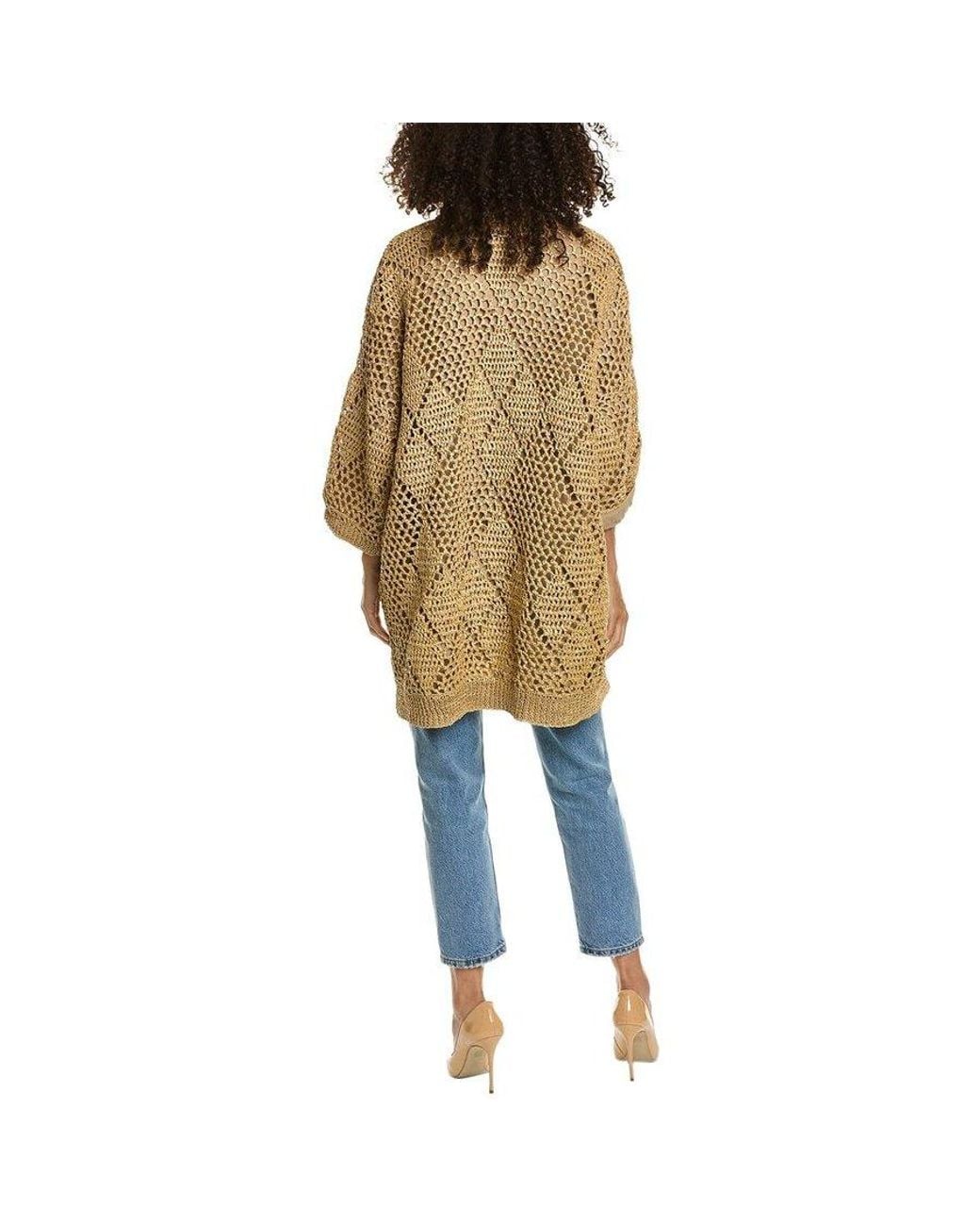 Brunello Cucinelli Multicolor Open-Knit Long Cardigan, Size Small for men