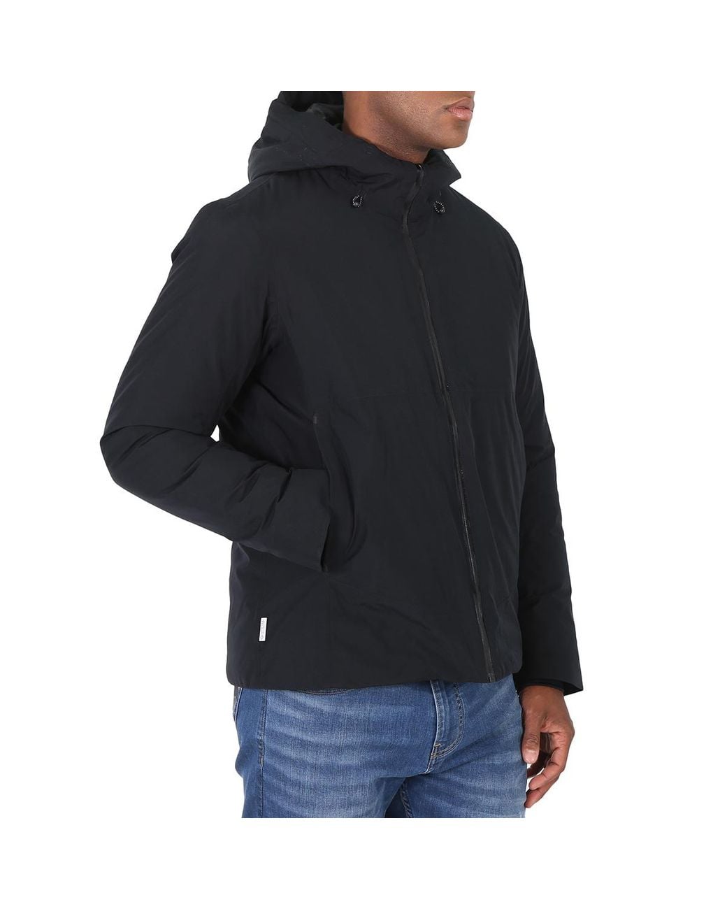 Save The Duck Black Alvaro Logo-Patch Hooded Padded Jacket for men