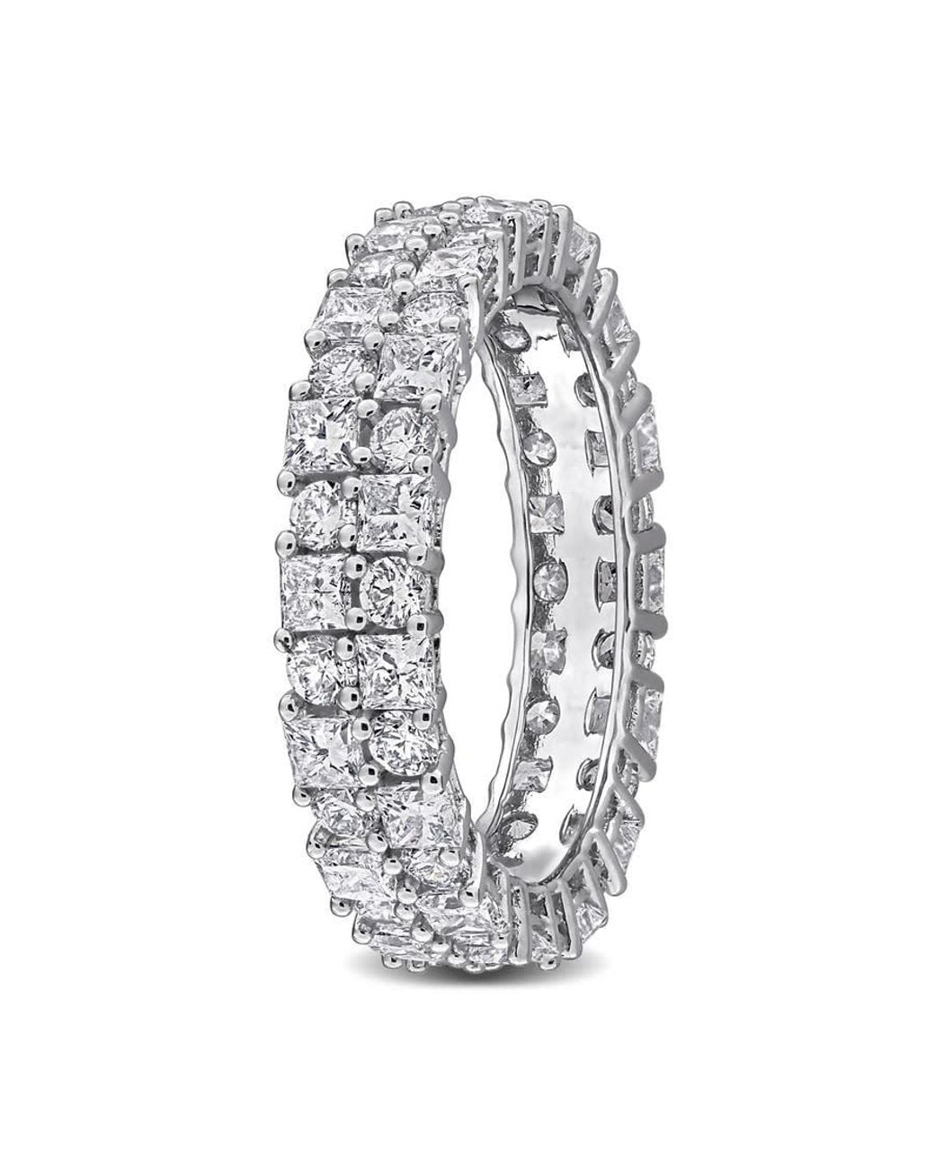 Created Forever Metallic 2 3/5Ct Tw Round And Princess Cut Double-Row Lab-Grown Diamond Eternity Ring for men