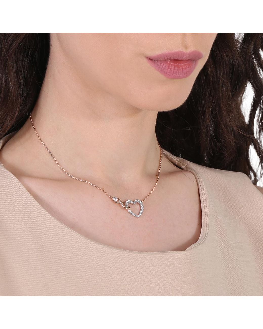 Swarovski Metallic Mixed Metal Finish Infinity Heart Necklace for men