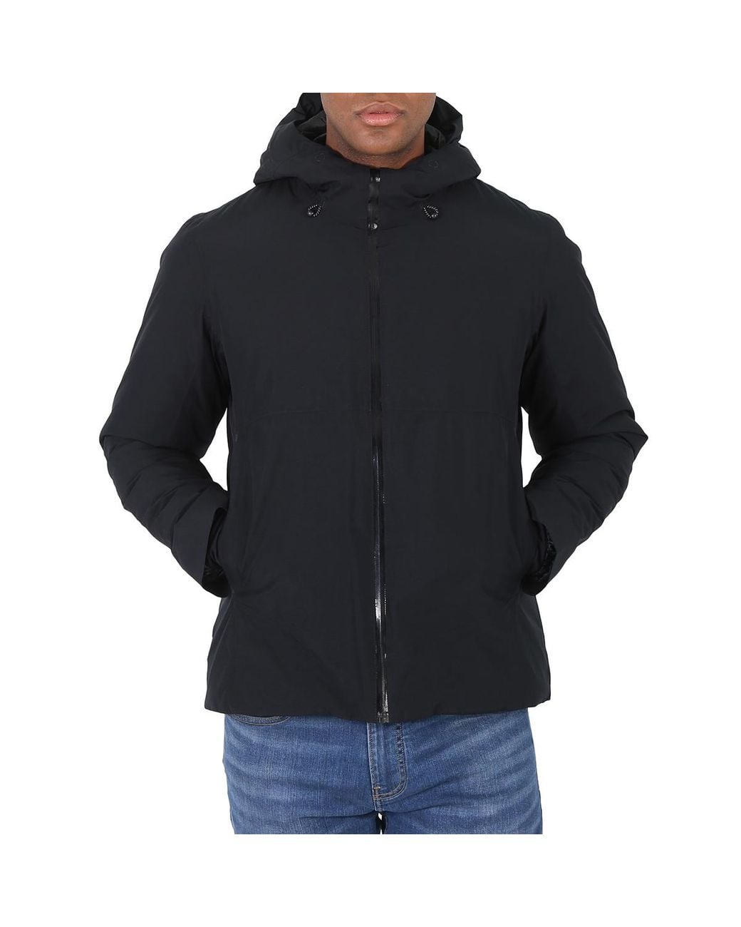 Save The Duck Black Alvaro Logo-Patch Hooded Padded Jacket for men
