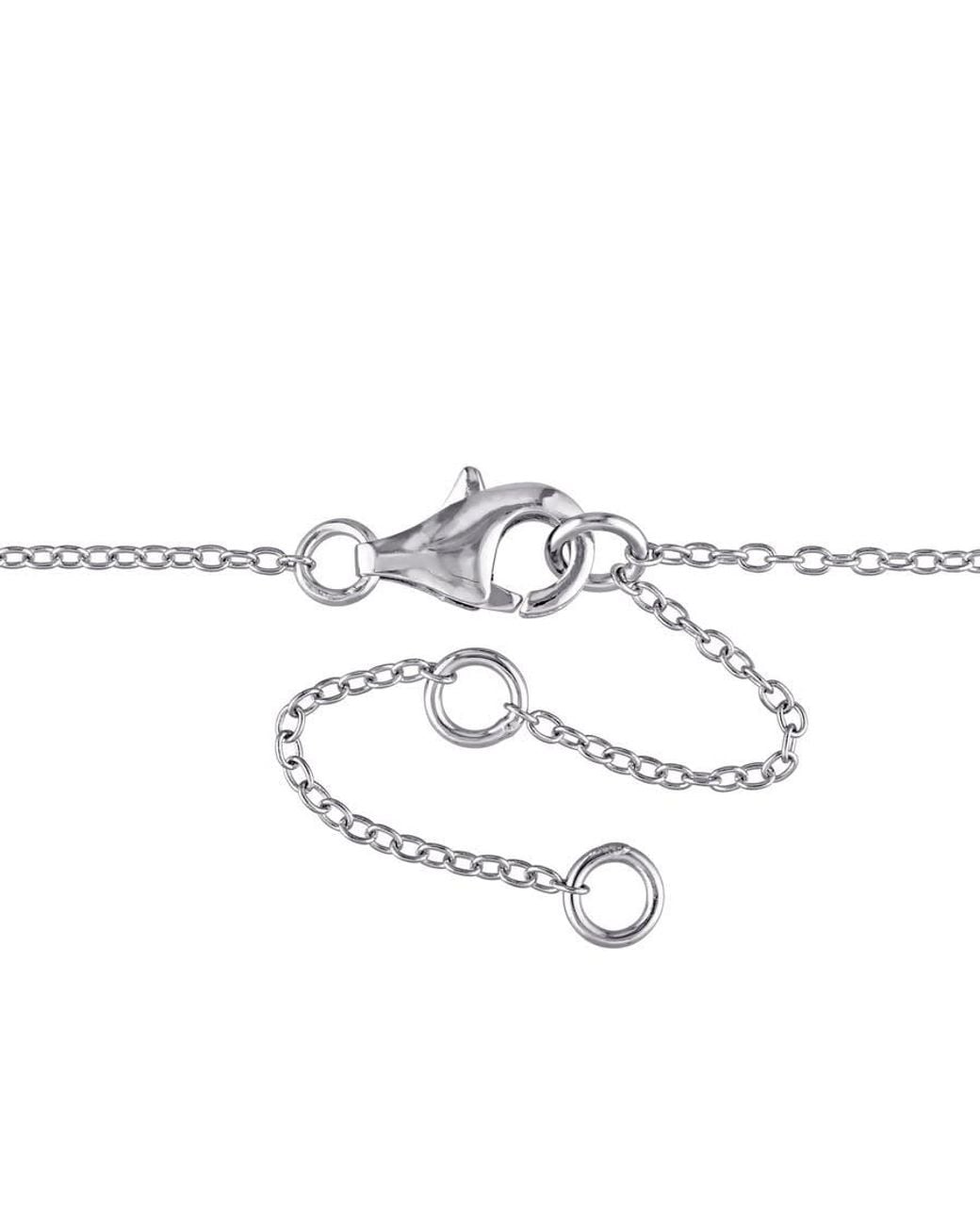 Amour Metallic 1/10 Ct Tw Diamond And Aquamarine Halo Necklace for men