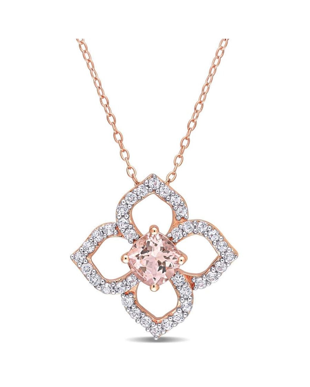 Amour Metallic 2 Ct Tgw Morganite And Topaz Floral Pendant With Chain for men