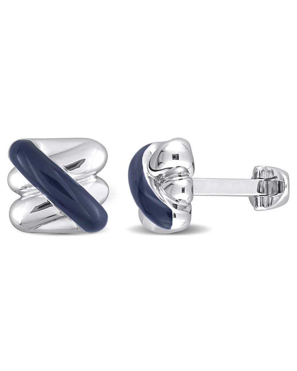 Created Forever Blue Crossover Design Enamel Cufflinks for men