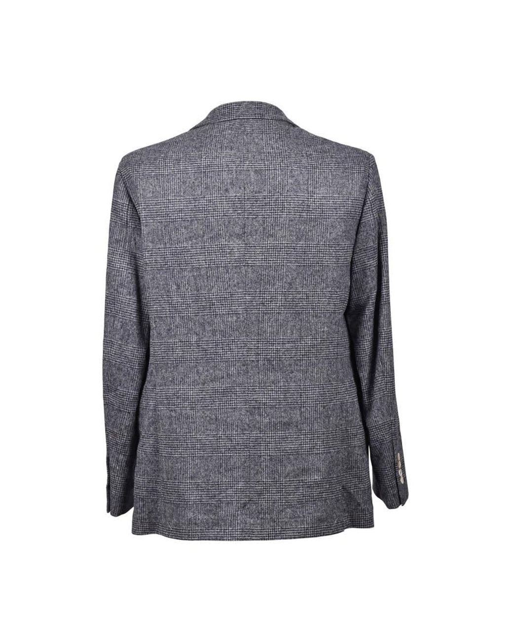 Brunello Cucinelli Gray Denim Check Wool Blend Suit, Brand Size 54 (Us for men