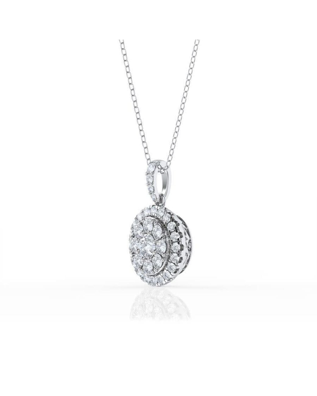 Brilliant Diamond White 1 Carat Round Lab Grown Halo Diamond Pendant Necklace for men
