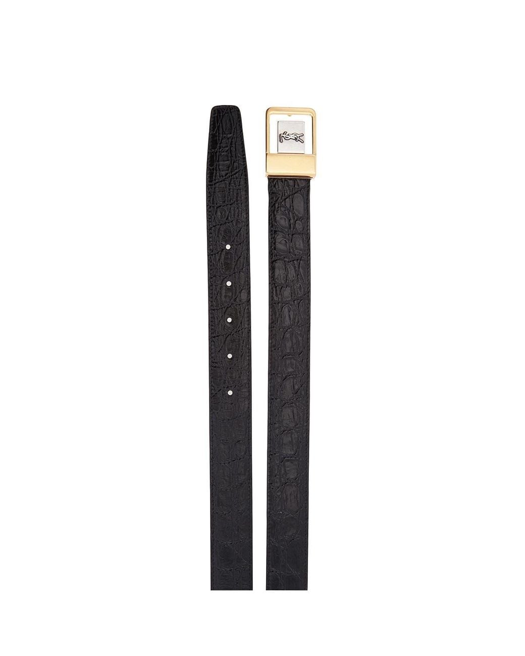 Saint Laurent Black Boucle La 66 Leather Belt for men