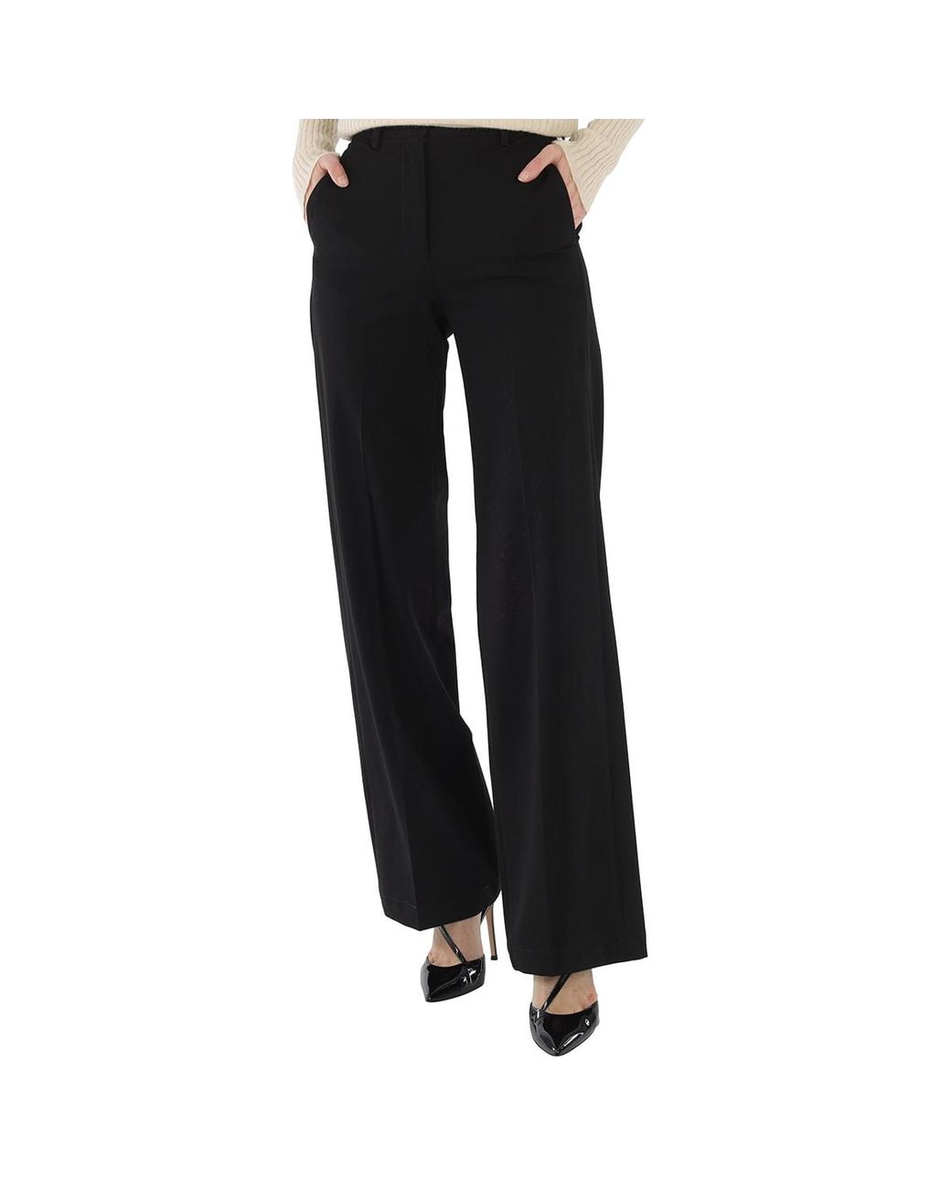 MM6 by Maison Margiela Black Mm6 Ladies Wide-Leg Tailored Trousers