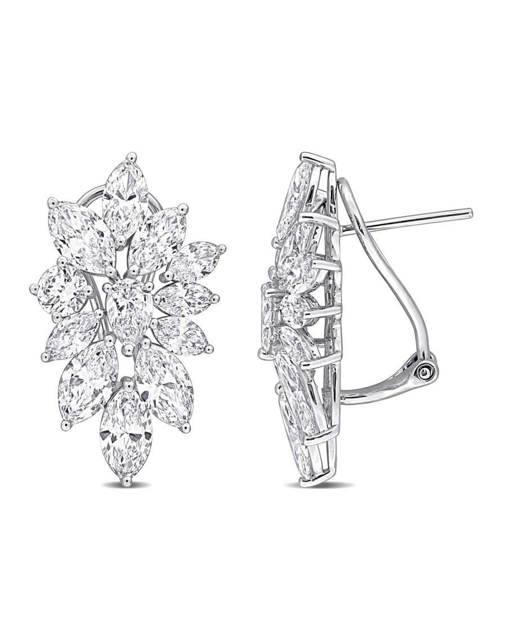 Created Forever Metallic 6 5/8Ct Tw Multi-Shaped Lab-Grown Diamond Cluster Floral Drop Earrings for men