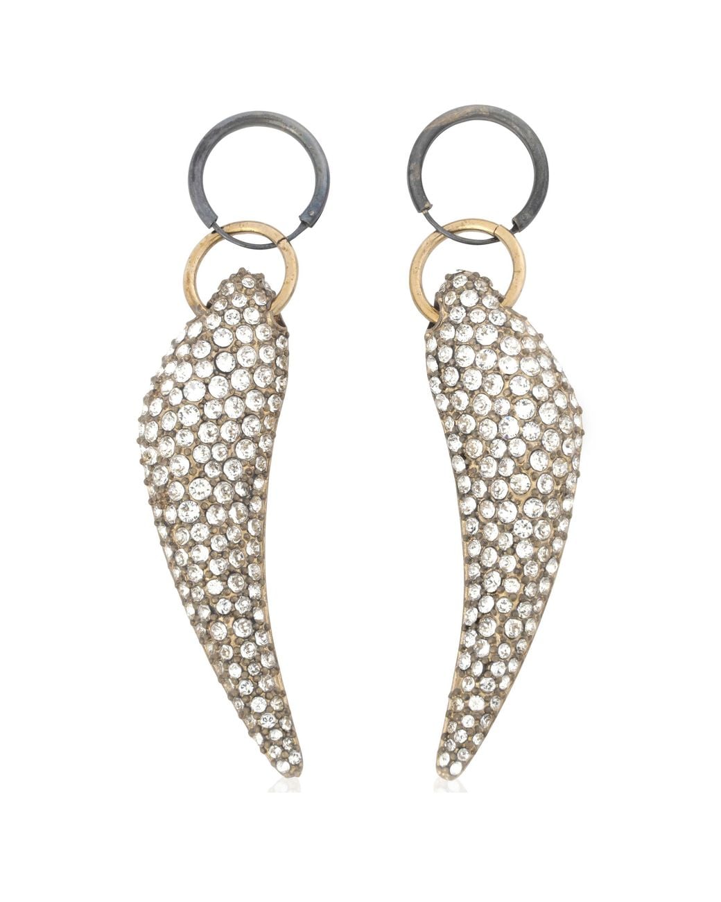 Roberto Cavalli Metallic Tone Crystal Tiger Claw Drop Earrings for men
