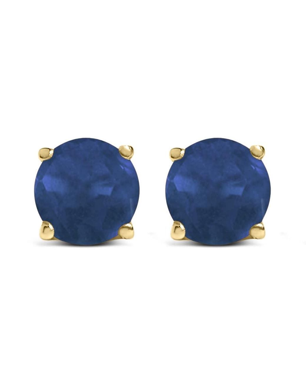Haus of Brilliance Blue 14K 5X5Mm Round Sapphire Solitaire Stud Earrings for men