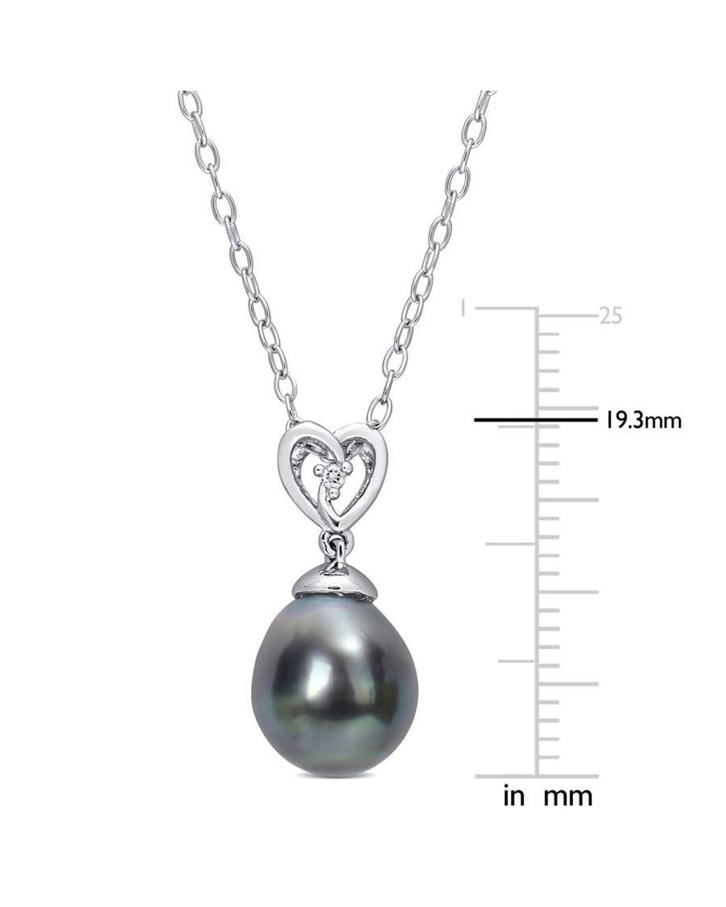 Amour Metallic 8-9Mm Tahitian Cultured Pearl And Topaz Heart Drop Pendant With Chain for men