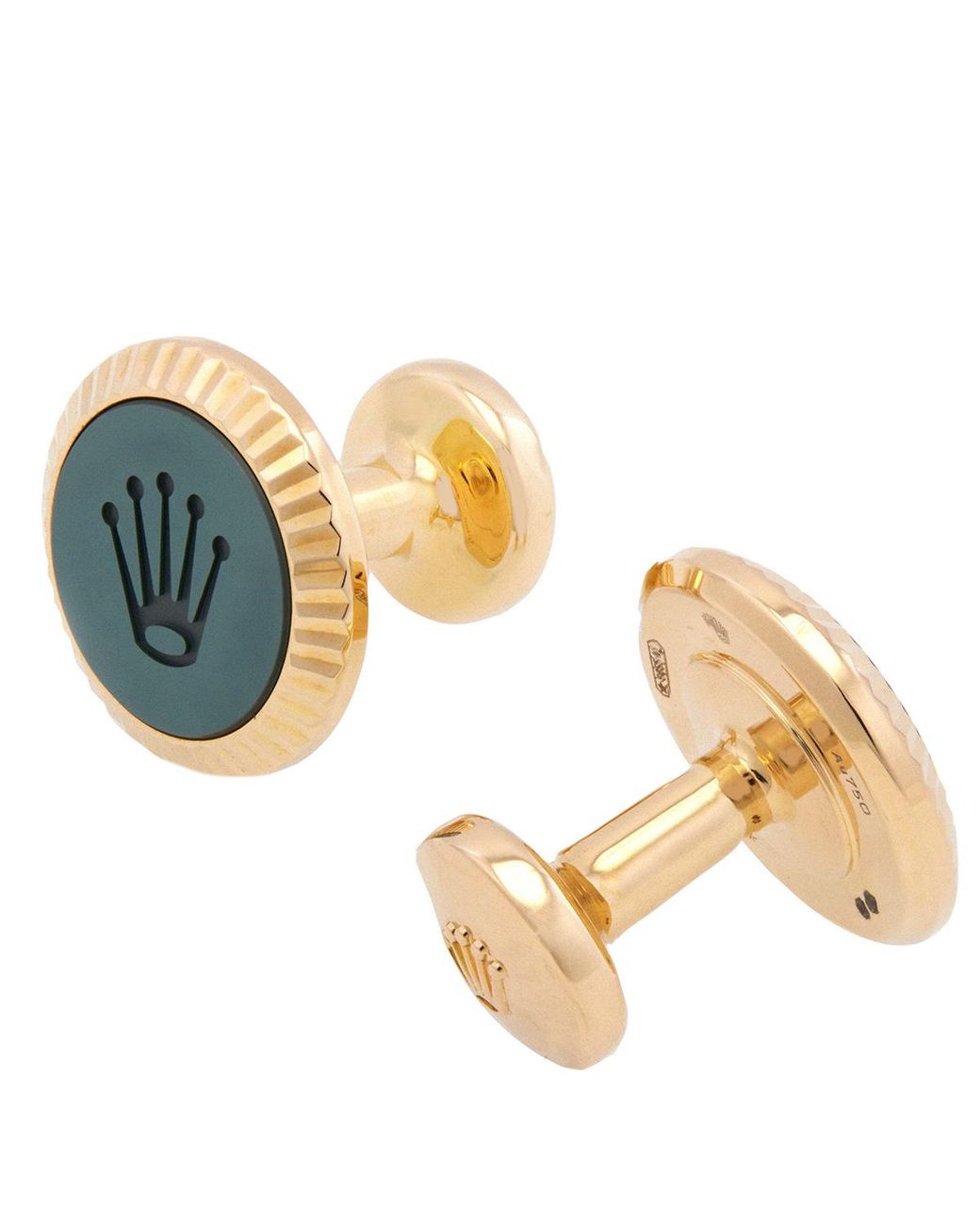 Rolex Metallic 18 Kt Fluted Cufflinks for men