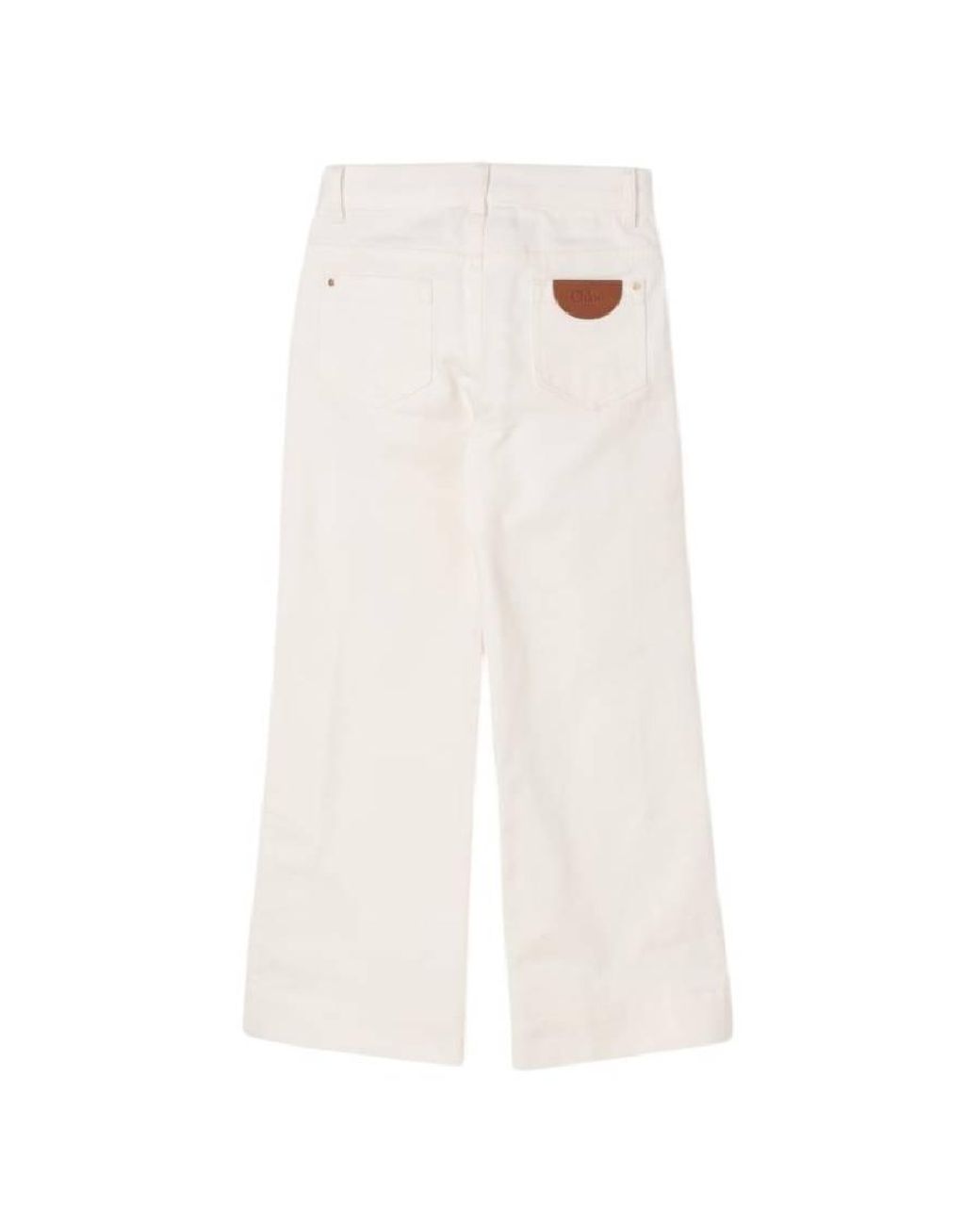 Chloé White Logo Patch Stud Bottoms Denim Pants