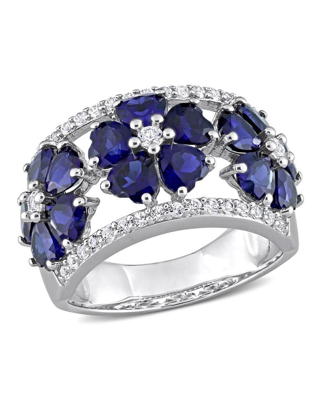 Amour Blue 4 1/2 Ct Tgw Created And Sapphire Floral Ring for men
