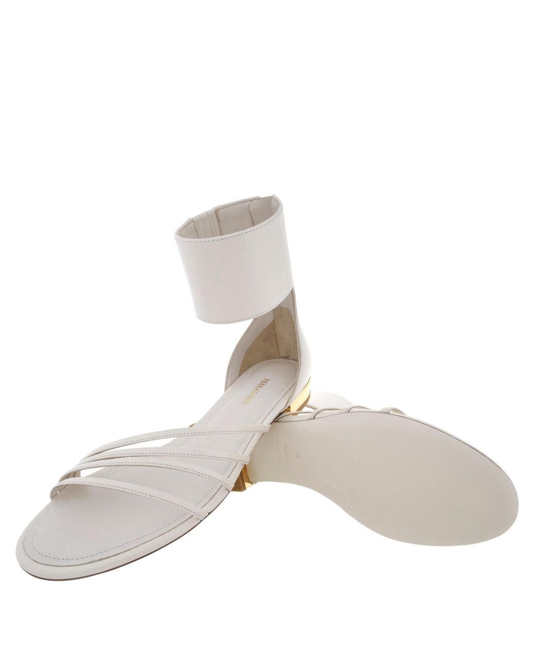 Ferragamo White Ferragamo Clivia Florence Leather Flat Sandals, Size 7 C