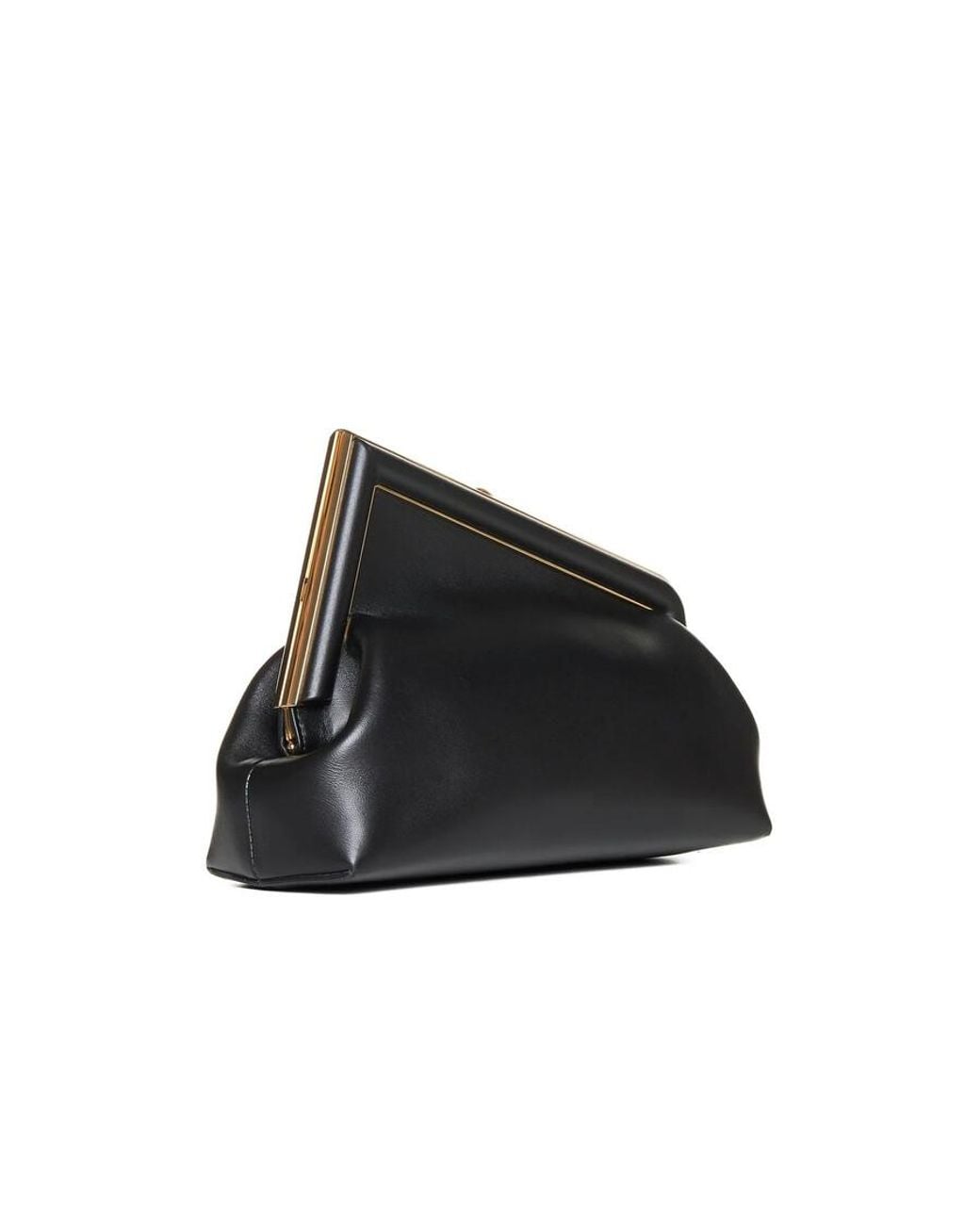 Fendi First Midi Nappa Leather Clutch in Black | Lyst