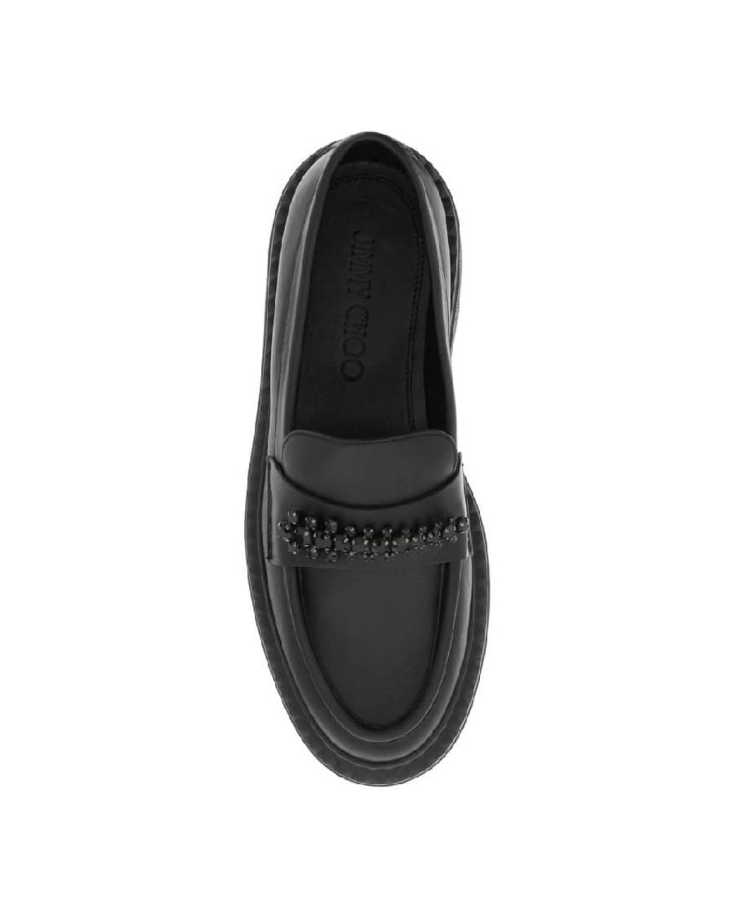 Jimmy Choo Black Bryer Crystal Embellished Leather Loafers, Brand Size 35 Us