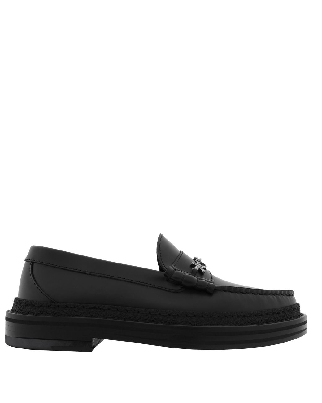 Jimmy Choo Black Ezra/F Star Crystal Chain Loafers, Brand Size 34 Us
