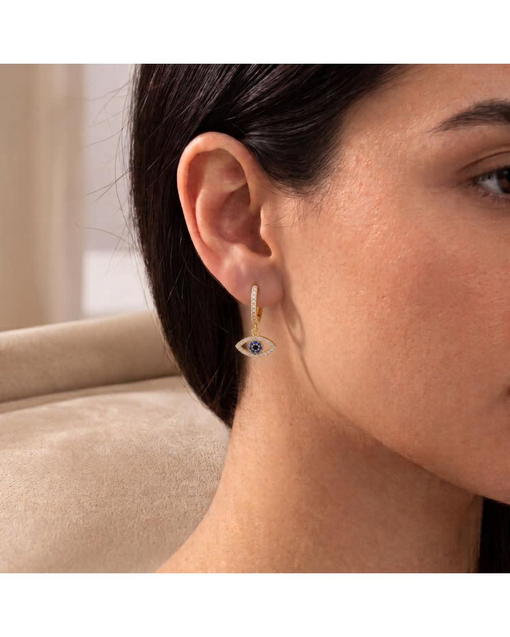 Kylie Harper Metallic 14K Over Dangling Evil Eye Cz Hoop Earrings for men