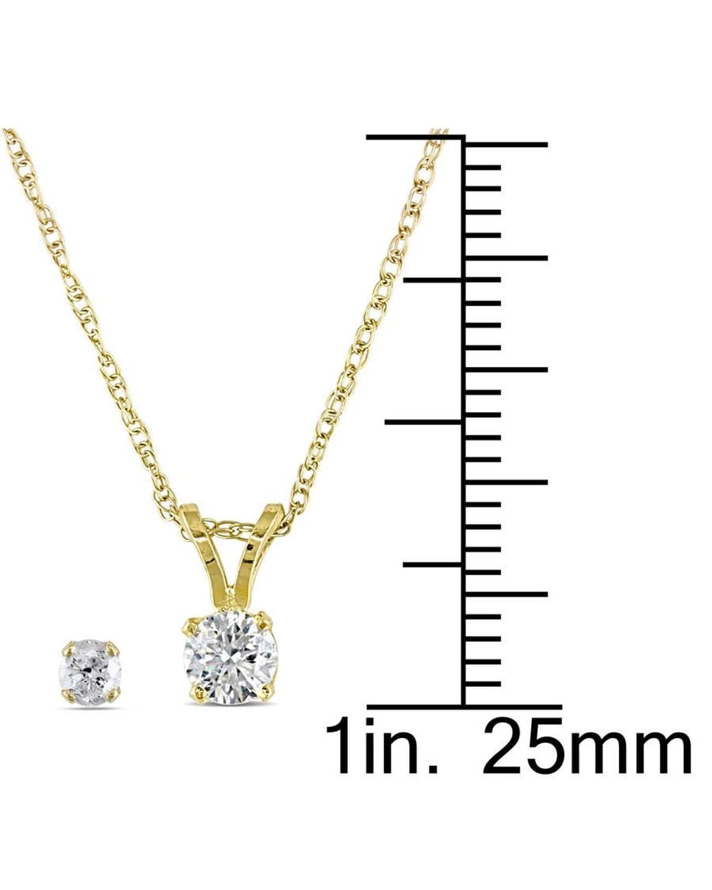 Amour Metallic 1/2 Ct Tw Diamond Solitaire Pendant With Chain And Stud Earrings 2-Piece Set for men