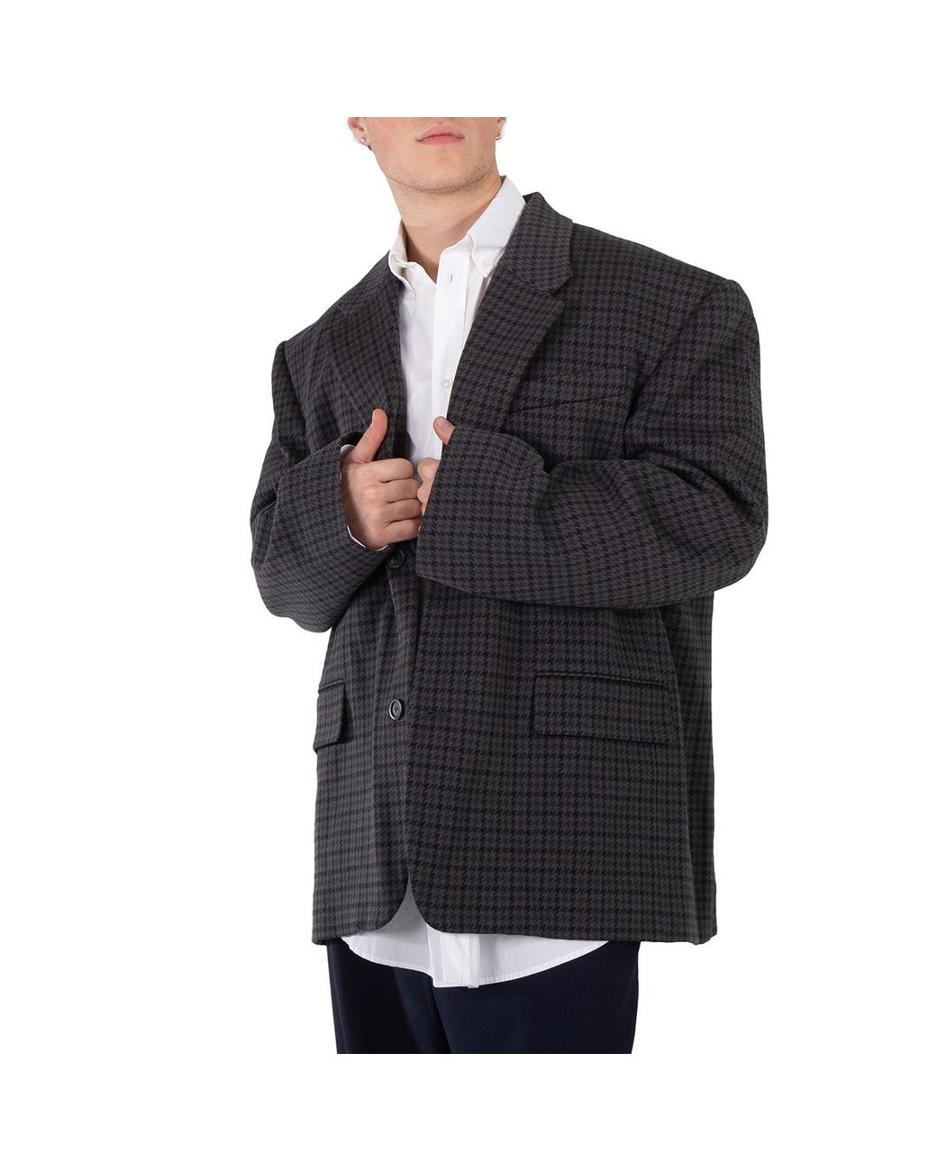 Balenciaga Black Houndstooth Single-Breasted Blazer, Brand Size 1 for men