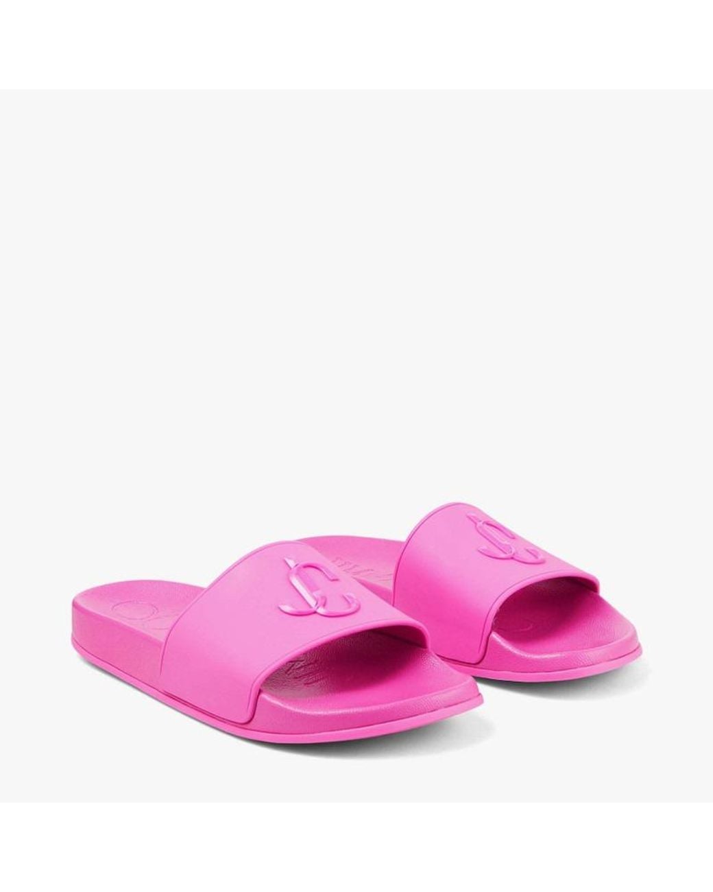 Jimmy Choo Pink Rubber Pool Slides With Jc Monogram, Brand Size 40 Us