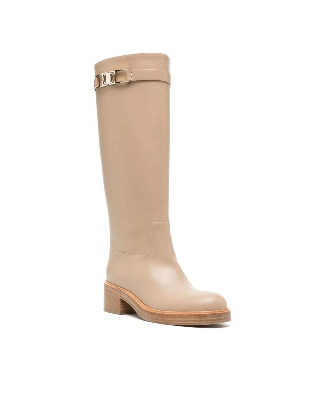 Ferragamo Natural Ornament Square Gancini Boots