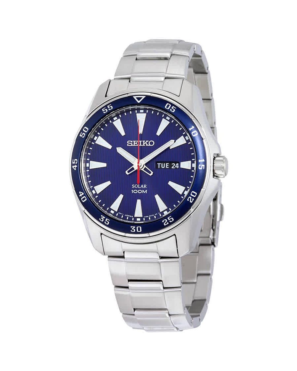 seiko solar blue dial men's watch