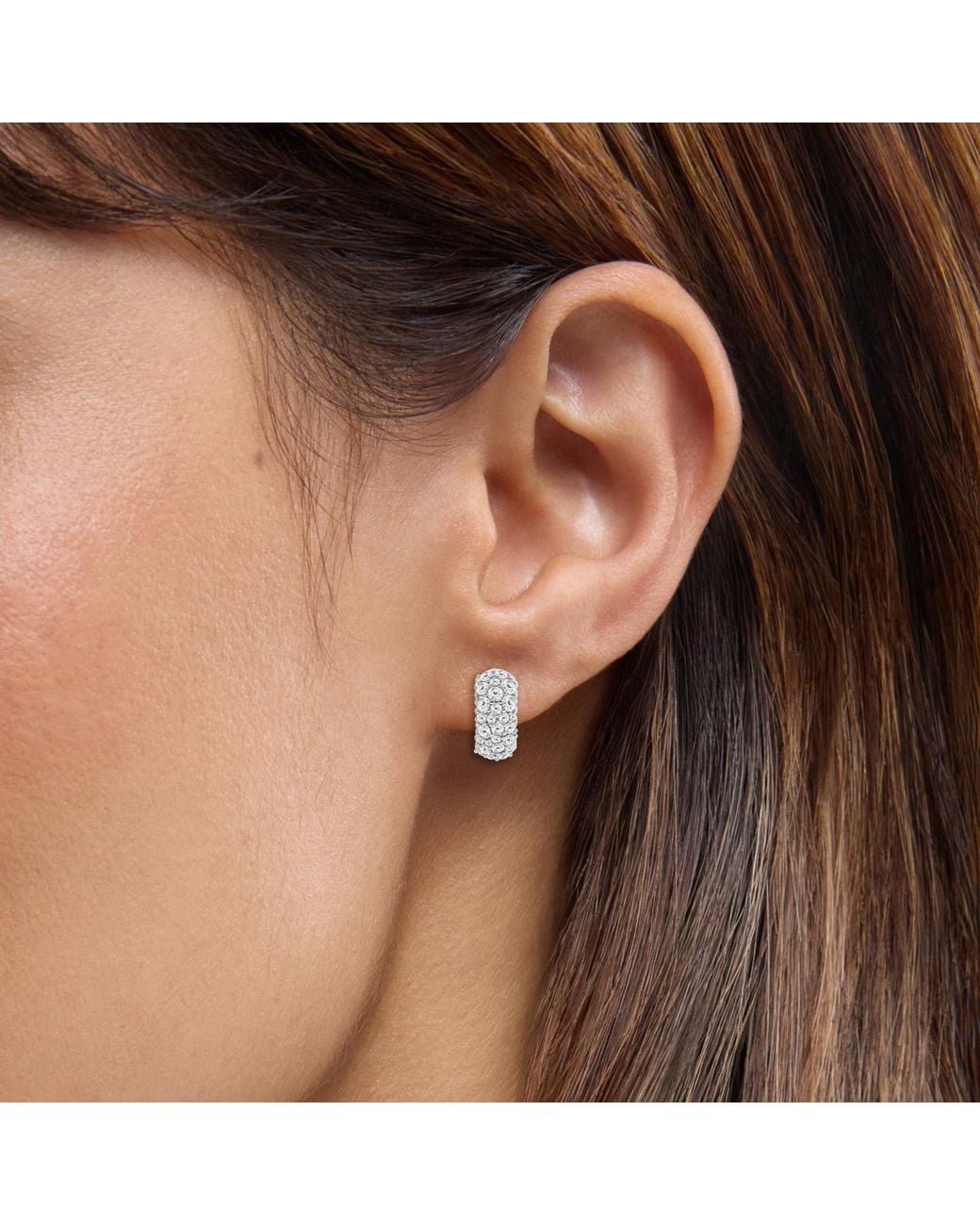 Brilliant Diamond Metallic 2 Carat Round Lab Grown Cluster Diamond Hoop Earrings for men