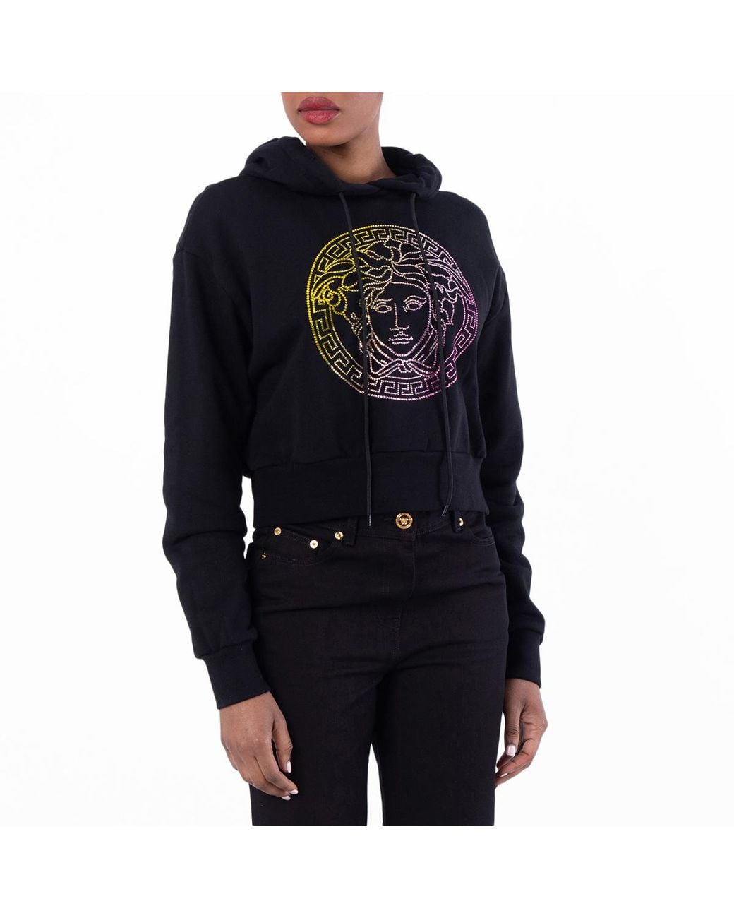Versace Black Medusa Crystal Embellished Hoodie