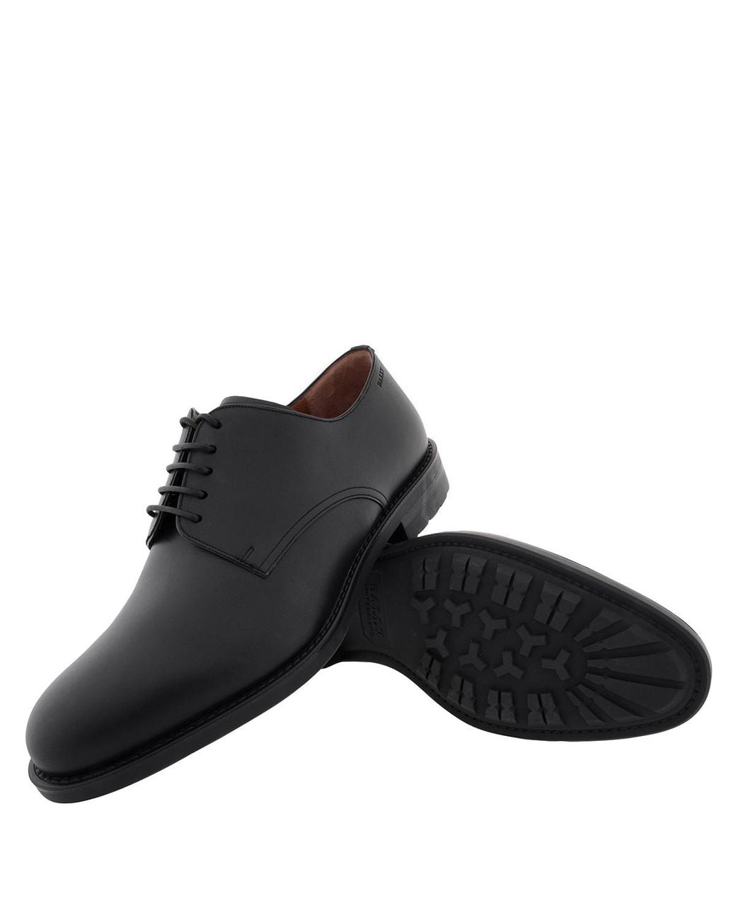 Bally Black Albin Leather Derby Lace-Up Shoes, Brand Size 4.5 Us for men