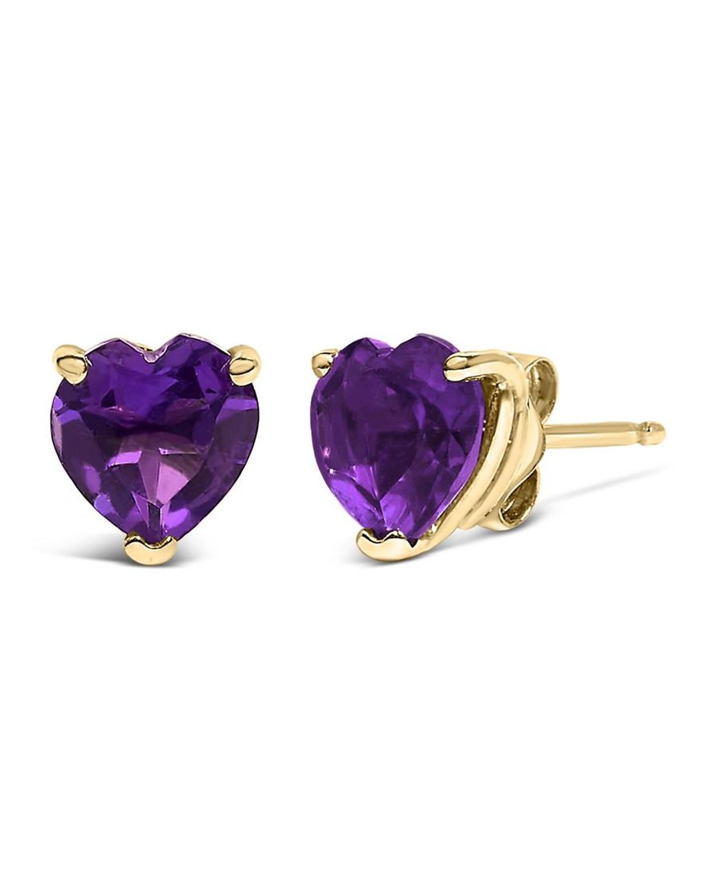 Haus of Brilliance Purple 14K 5Mm Heart Cut Amethyst Solitaire Stud Earrings for men