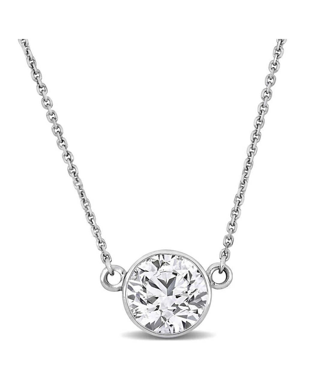 Created Forever Metallic 2 Ct Tw Lab-Grown Diamond Solitaire Bezel Set Necklace for men
