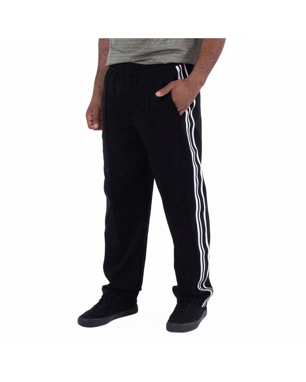 Emporio Armani Black Logo Bands Jersey Trousers for men