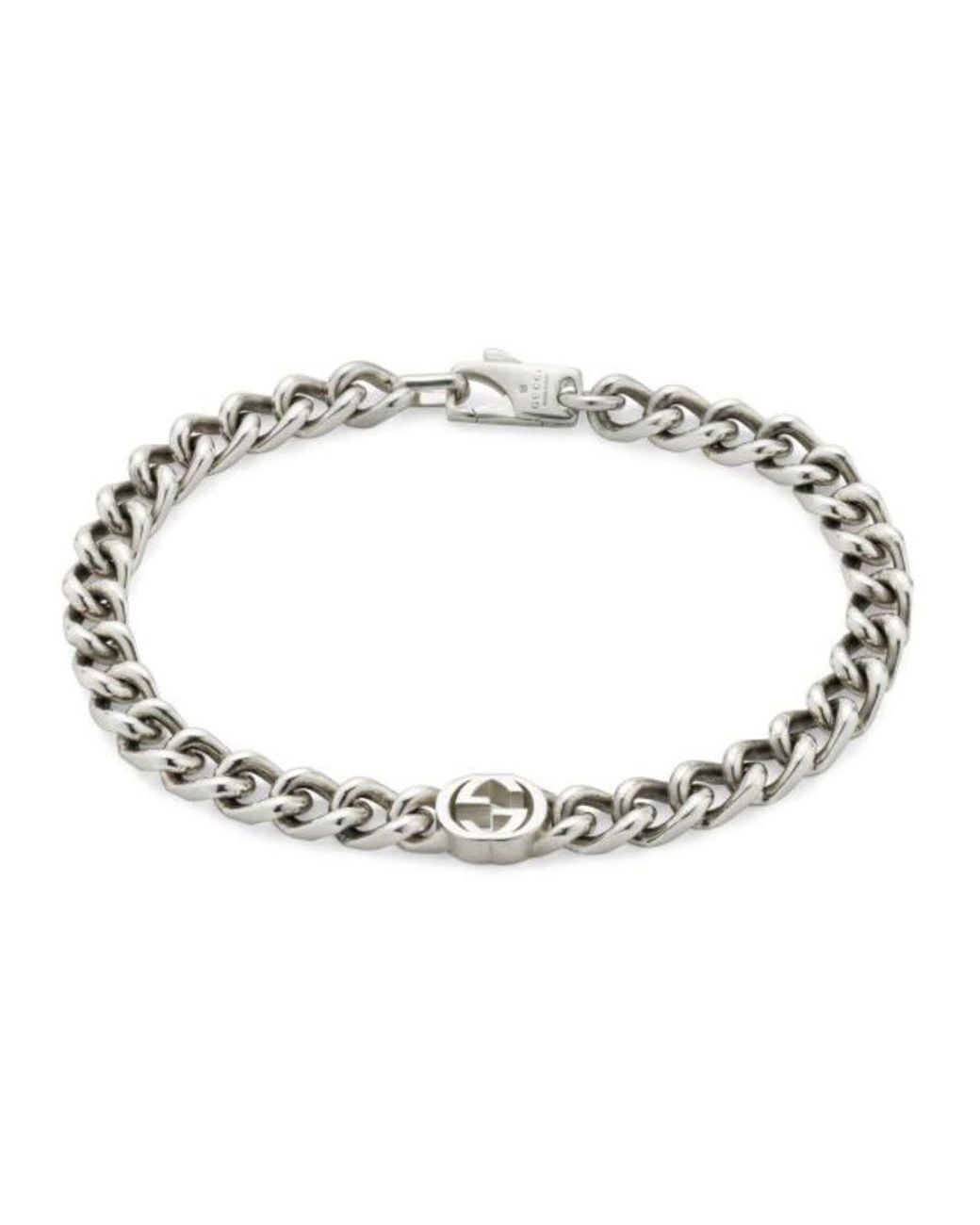 Gucci Metallic Interlocking G Sterling Chain Bracelet