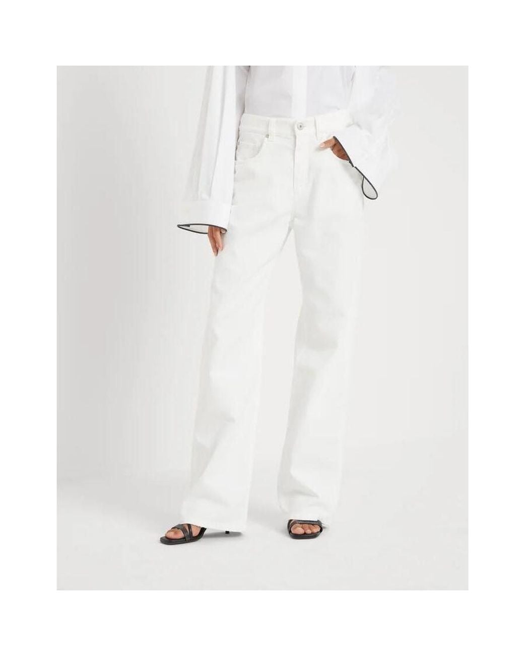Brunello Cucinelli White Wide Leg Trousers, Brand Size 44 (Us for men