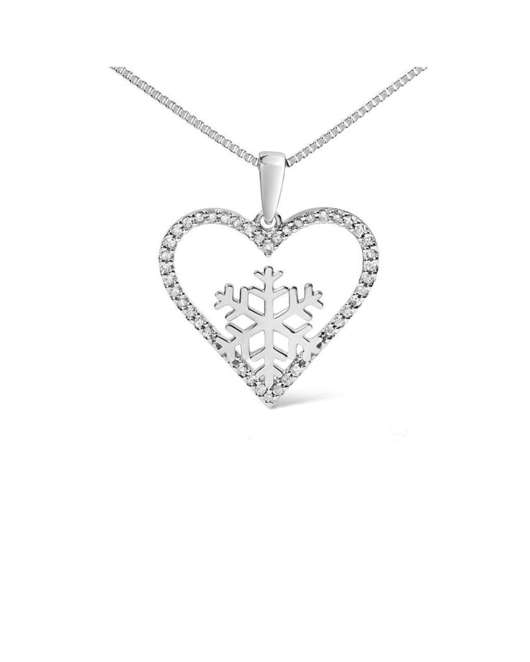 Haus of Brilliance Metallic 925 Sterling 1/10Ct Tdw Diamond Heart Pendant Necklace 18" for men