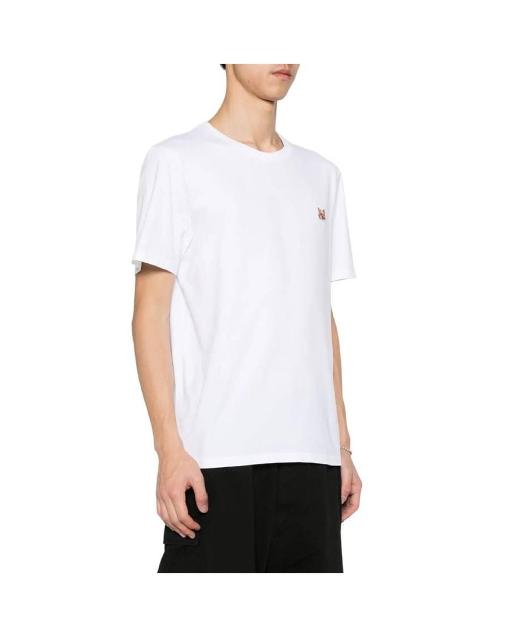 Maison Kitsuné White Fox Head Patch Cotton T-Shirt, Size X-Small for men