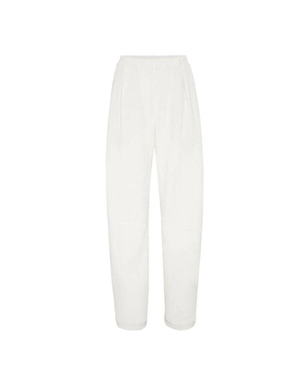 Brunello Cucinelli White Off Linen Tapered Trousers, Brand Size 44 (Us for men