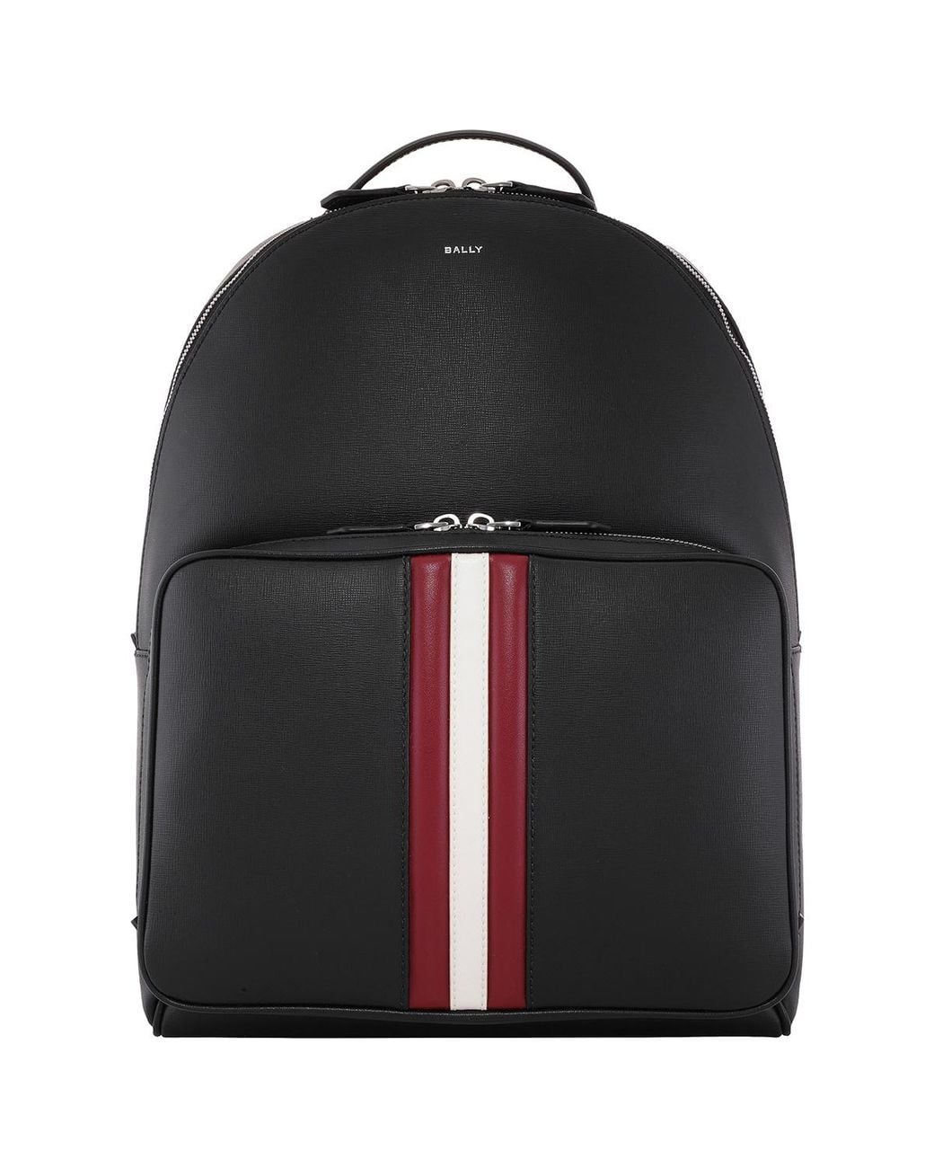 Bally Black Mythos Vertical Stripe Leather Backpack for men