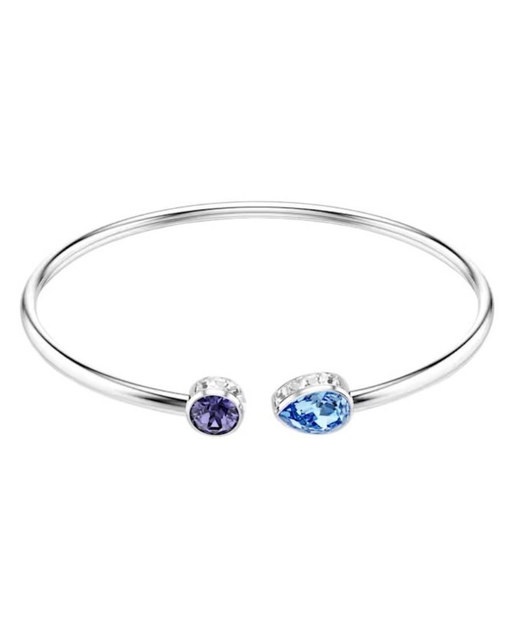 Swarovski Blue Chroma Rhodium Plated Bangle for men