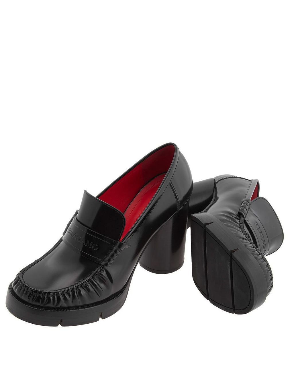 Ferragamo Black Ferragamo Moccasin With Contrasting Lining And Heel